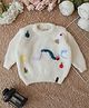 Qvink Knit Full Sleeves Caterpillar Designed Sweater - Cream