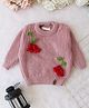 Qvink Knit Full Sleeves Floral Designed Sweater - Light Pink