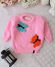 Qvink Knit Full Sleeves Butterfly Designed Sweater - Pink