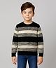 Sportking Knit Full Sleeves Striped Sweater - Black