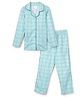 Sportking Cotton Blend Knit Full Sleeves Checked Coordinating Night Suit Set - Sea Green