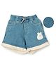 Sportking Cotton Blend Woven Furry Bunny Patch & Frayed Denim Shorts - L.Blue