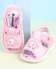 Cute Walk by Babyhug Velcro Closure Sandals Elephant Patch & Stripes - Pink