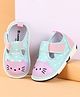 Cute Walk by Babyhug Velcro Closure Casual Shoes with Heart Print & Embroidery - Aqua Blue