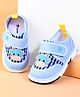 Cute Walk by Babyhug Velcro Closure Checks Casual Shoes With Cow Applique - Light Blue