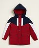 Sportking Woven Full Sleeves Colour Blocked Light Winter Hooded Jacket - Maroon & Navy Blue