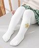 Ziory Cotton Knit Floral Applique Detailed Tights - White