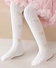 Ziory Cotton Knit Bow Designed Tights - White