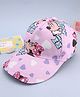 Babyhug Disney Cotton Woven Summer Cap With Minnie Mouse Print Pink - Diameter 15.5 cm