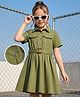 Hola Bonita Cotton Woven Half Sleeve Solid Dress - Olive Green