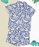 Pantaloons Baby Woven Half Sleeves Dinosaur & Leaves Printed Coordinating Shirt & Shorts Set - Blue