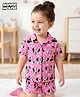 Babyhug Disney Single Jersey knit Half Sleeves Shorts Night suit With Minnie Mouse Print - Pink