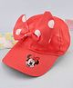 Babyhug Disney Cotton Woven Cap With Mickey Mouse Graphics Red - Diameter 14 cm