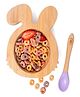 Kids Station Rabbit Wooden Bowl with Spoon  Purple | Cute & Eco-Safe Baby Feeding Set