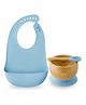 Kids Station Bowl, Spoon & Bib Set  Blue (3 pcs) | Essential Baby Feeding Set