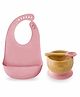 Kids Station Bowl, Spoon & Bib Set  Pink (3 pcs) | Safe & Comfortable Feeding Set for Babies
