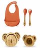 Kids Station Koala Feeding Set  Plate, Bowl, Spoon, Fork, Bib & Sipper  Orange (5 pcs) | Eco-Friendly Complete Baby Feeding Kit