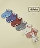 Ziory Cotton Knit Pack Of 6 Bunny Designed Anti Skid Socks - Multi Colour