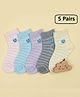 Ziory Cotton Knit Pack Of 5 Striped & Smiley Face Designed  Socks - Multi Colour