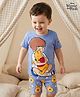 Babyhug Disney Single Jersey Knit Half Sleeves Shorts Night Suit With Winnie & Friends Graphics - Light Blue