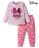Babyhug Disney single Jersey Knit Full Sleeves Night Suit With Minnie Mouse Graphics - Pink