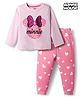Babyhug Disney single Jersey Knit Full Sleeves Night Suit With Minnie Mouse Graphics - Pink