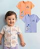 Babyoye 100% Cotton Knit Half Sleeves Jhablas with Dino Print Pack of 3 - Orange Cream & Light Blue