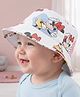 Babyhug Disney Cotton Woven Summer Cap with Minnie Mouse Print White - Diameter 22 cm