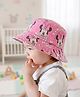 Babyhug Disney Cotton Woven Summer Cap with Minnie Mouse Print Pink - Diameter 23 cm