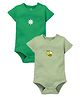 Zeezeezoo 100% Cotton Knit Pack Of 2 Half Sleeves Flower & Bee Printed Onesies - Green & Olive