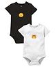 Zeezeezoo 100% Cotton Knit Pack Of 2 Half Sleeves Lion & Tiger Printed Onesies - Black & White