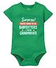 Zeezeezoo 100% Cotton Knit  Announcement Theme Half Sleeves Surprise You Are Going To Be Babysitters I Means Grandparents Text Printed Onesie - Green