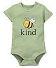 Zeezeezoo 100% Cotton Knit Half Sleeves Kind Text Printed Onesie - Olive