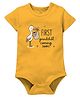 Zeezeezoo 100% Cotton Knit Announcement Theme Half Sleeves First Grandchild Coming Soon Text Printed Onesie - Yellow