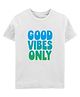 Zeezeezoo 100% Cotton Knit Half Sleeves Good Vibes Only Text Printed Tee - White