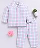 Clt.s Cotton Woven Full Sleeves Checked Coordinating Night Suit Set - Pink