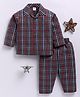 Clt.s Cotton Woven Full Sleeves Checked Coordinating Night Suit Set - Blue