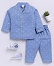 Clt.s Cotton Woven Full Sleeves Polka Dots Printed  Coordinating Night Suit Set- Blue