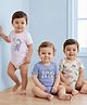 Babyoye 100% Cotton Interlock Knit Half Sleeves Onesies With Animal Print Pack Of 3 - Purple Cream & Lilac