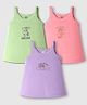 Zero Sinker Knit Sleeveless Slips with Animal Print Pack of 3 - Coral Lilac & Limegreen