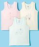 Zero Knitted Sleeveless Vests With Animal Print Pack Of 3 - Pink Light Blue & Cream