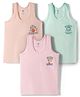 Zero Knitted Sleeveless Vests With Games Theme Print Set Of 3 - Light Pink Aqua & Peach