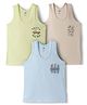 Zero Knitted Sleeveless Vests With Text Print Pack Of 3 - Light Blue Olive Green & Tan