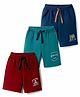 Zero Sinker Knit Above Knee Length Shorts With Text Print Pack Of 3 - Maroon Teal Blue & Navy Blue