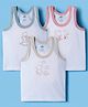 Zero Knitted Sleeveless Vests With Animal Print Pack Of 3 - Blue Pink & Tan