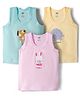 Zero Knitted Sleeveless Vests With Animal Print Pack of 3 - Pink Yellow & Teal Blue