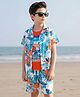 OLLINGTON ST. Cotton Co-Ord Set Of Printed Half Sleeves Shirt & Shorts With Inner Tee - Multicolor