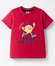 Zero Sinker Knit Half Sleeves T-Shirt wit Tennis Graphic - Red