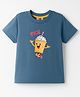 Zero Sinker Knit Half Sleeves T-Shirt with Yum Graphic - Light Blue
