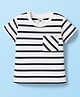 Zero Sinker Knit Half Sleeves T-Shirt With Stripes - White & Black